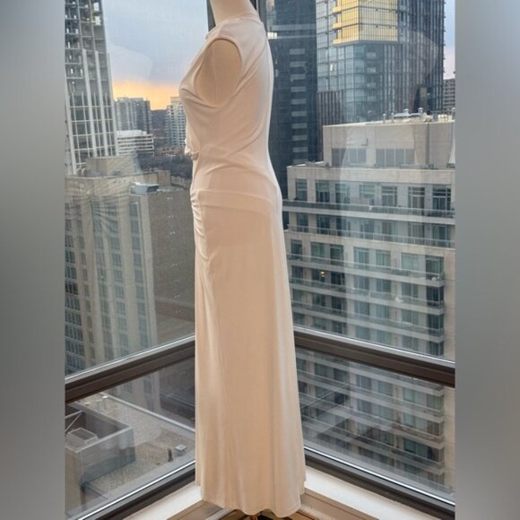 🆕 SIMKHAI 🧿 NWOT Acacia Draped Ruched Jersey Midi Dress, Ivory - Sz S - Picture 8 of 15